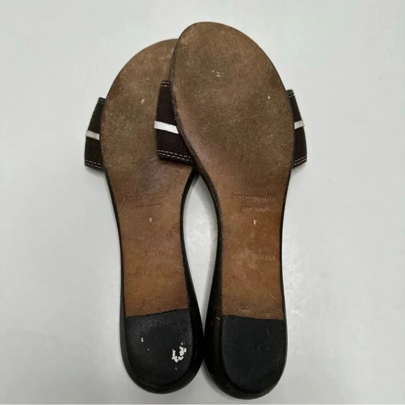 KATE SPADE Toby Brown Button Slides Polka Dot Canvas Leather Sandals Size 10 - Picture 10 of 10
